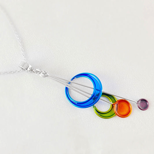 Colorful Resin Dipped Kinetic Necklace, Handmade in USA