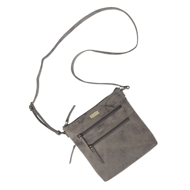 Cori Distressed Gray Real Leather Crossbody Bag