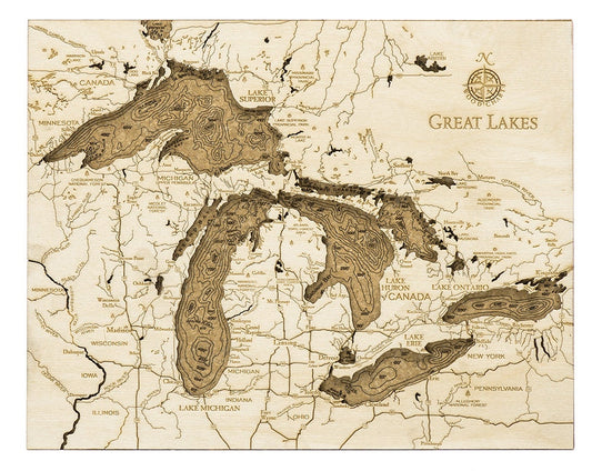 Cork Map of the Great Lakes - Unique Home/Office Decor