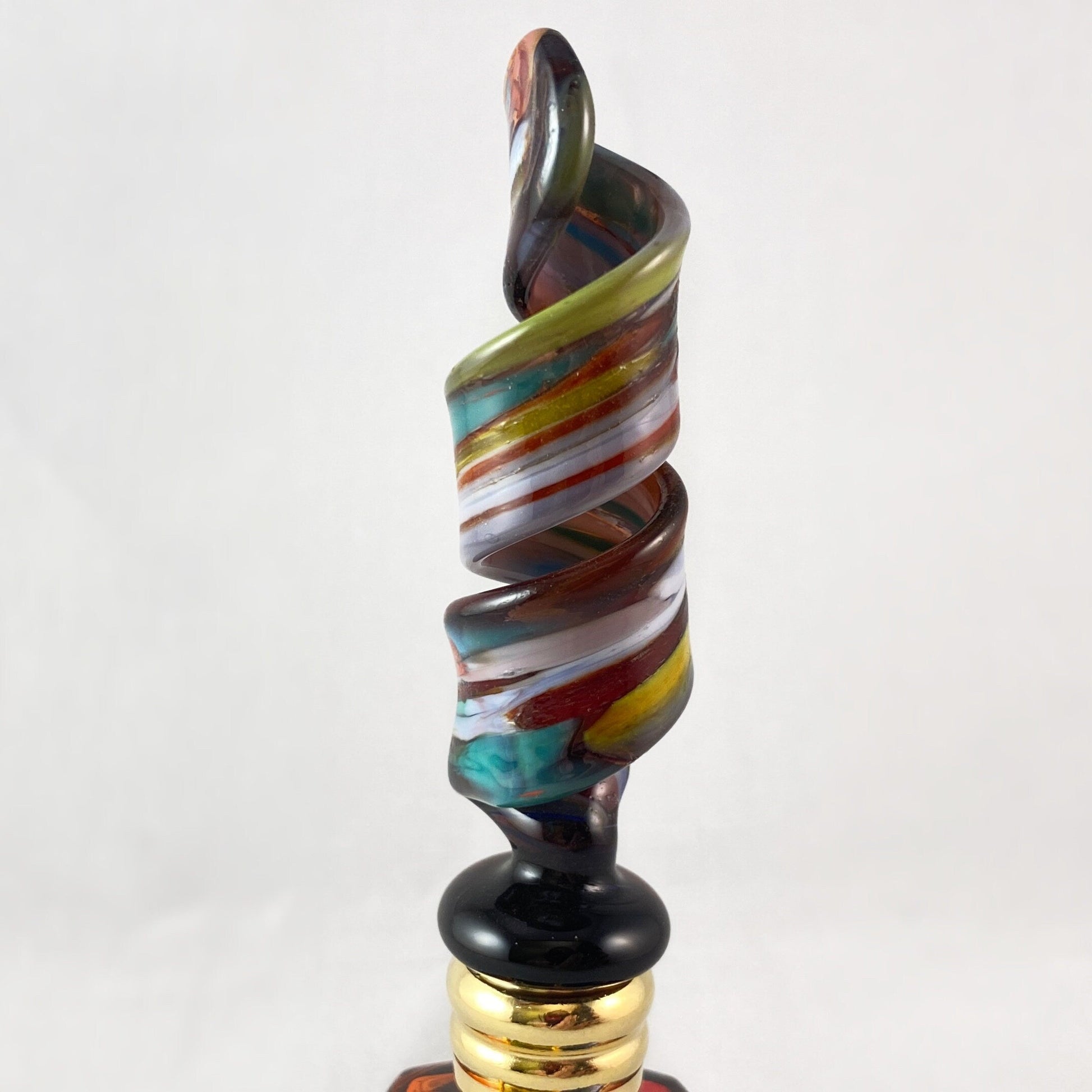 Curly Top Venetian Glass Perfume Bottle - Handmade in Italy, Colorful Murano Glass