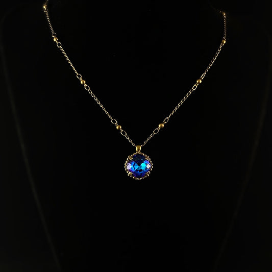 Cushion Cut Multicolor Crystal Pendant Necklace