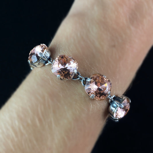Cushion Cut Swarovski Crystal Bracelet, Champagne Pink - La Vie Parisienne by Catherine Popesco