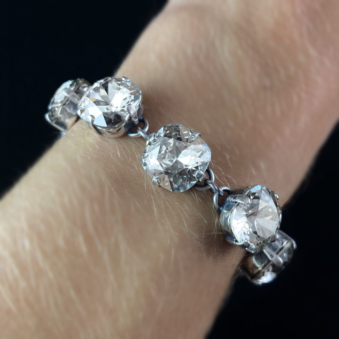 Cushion Cut Swarovski Crystal Bracelet, Clear - La Vie Parisienne by Catherine Popesco