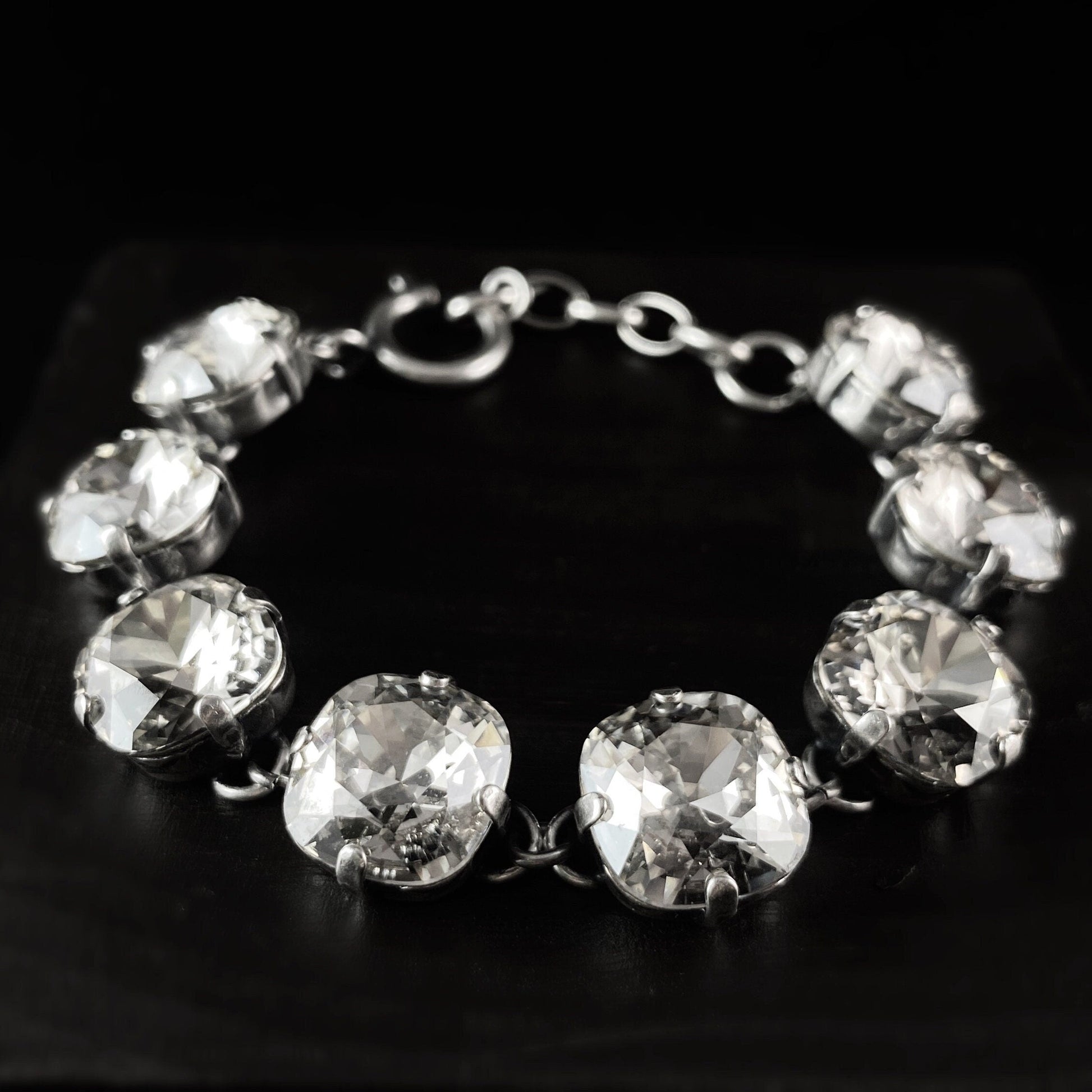 Cushion Cut Swarovski Crystal Bracelet, Clear - La Vie Parisienne by Catherine Popesco