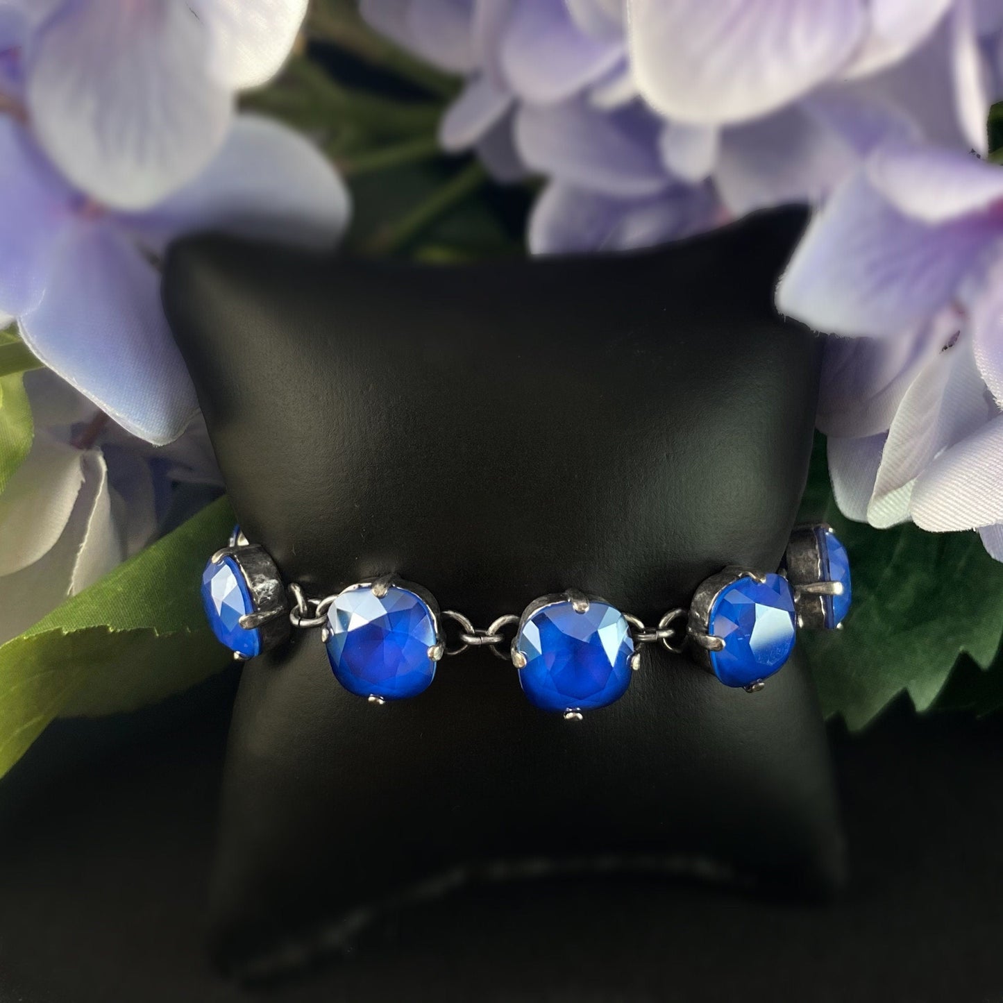 Cushion Cut Swarovski Crystal Bracelet, Cobalt Blue - La Vie Parisienne by Catherine Popesco