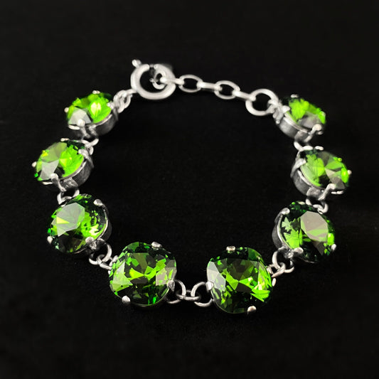 Cushion Cut Swarovski Crystal Bracelet, Emerald Green - La Vie Parisienne by Catherine Popesco
