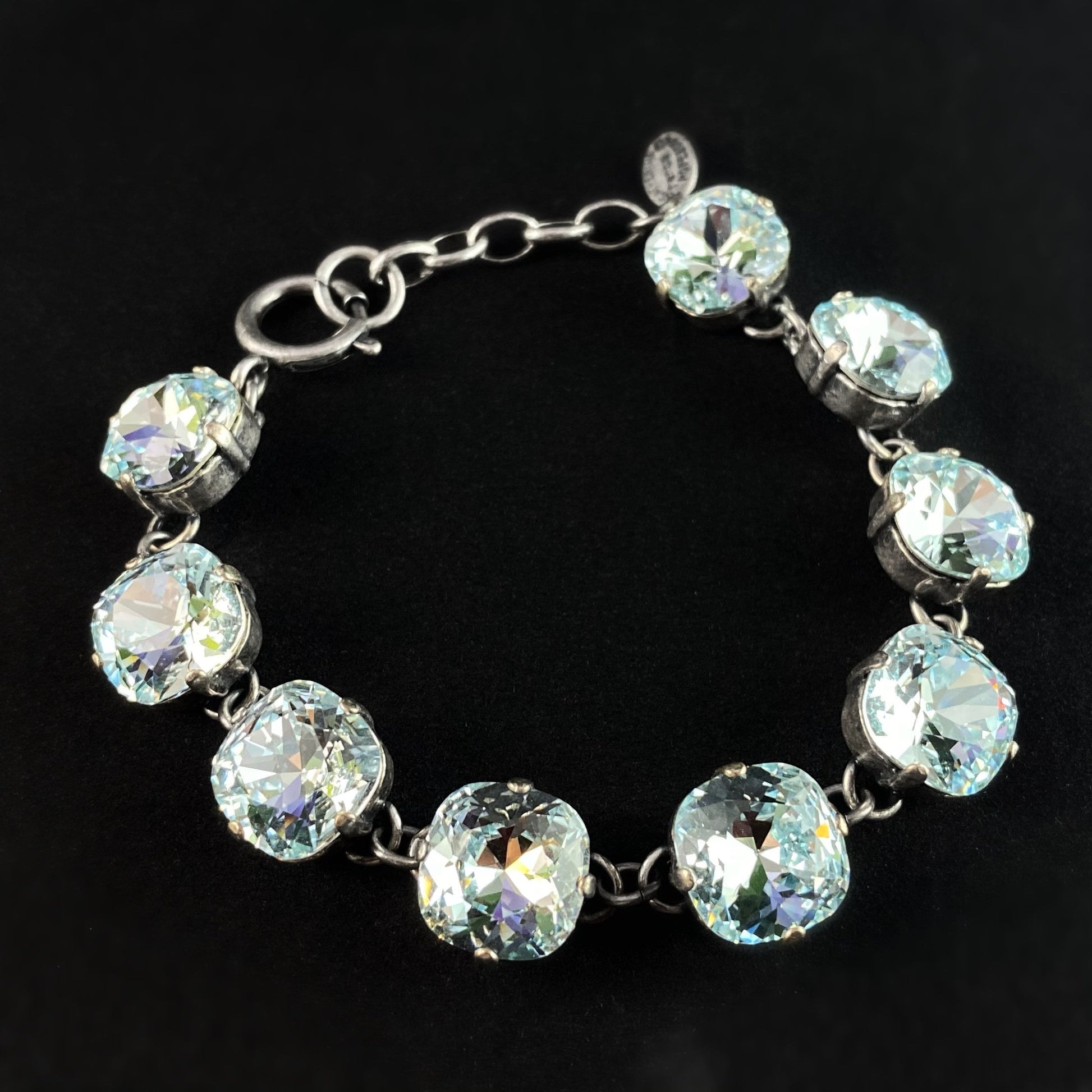 Cushion Cut Swarovski Crystal Bracelet, Light Blue - La Vie Parisienne by Catherine Popesco