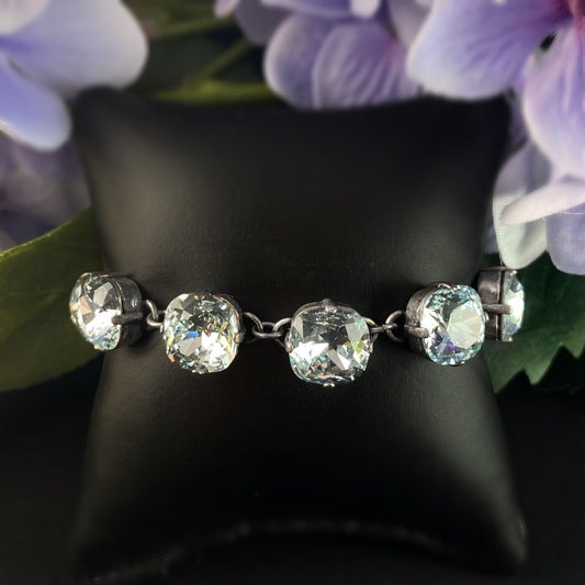 Cushion Cut Swarovski Crystal Bracelet, Light Blue - La Vie Parisienne by Catherine Popesco