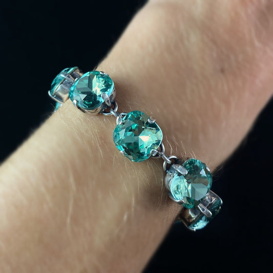 Cushion Cut Swarovski Crystal Bracelet, Mint Green - La Vie Parisienne by Catherine Popesco