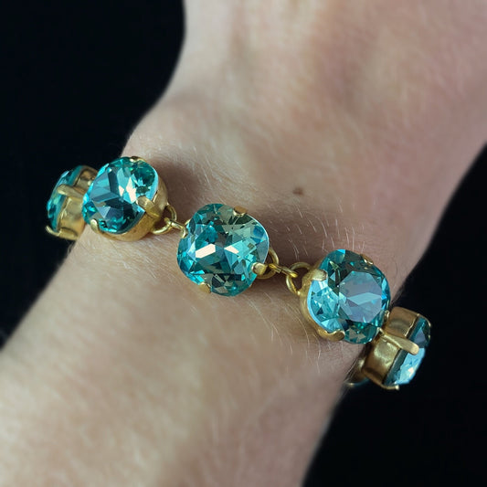 Cushion Cut Swarovski Crystal Bracelet, Mint Green - La Vie Parisienne by Catherine Popesco