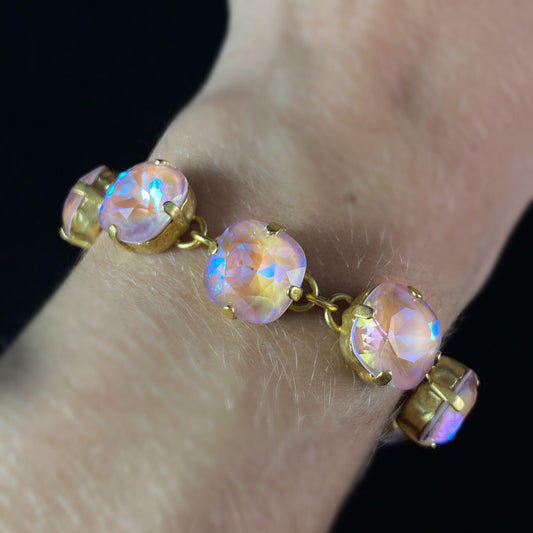 Cushion Cut Swarovski Crystal Bracelet, Pink Sunrise - La Vie Parisienne by Catherine Popesco