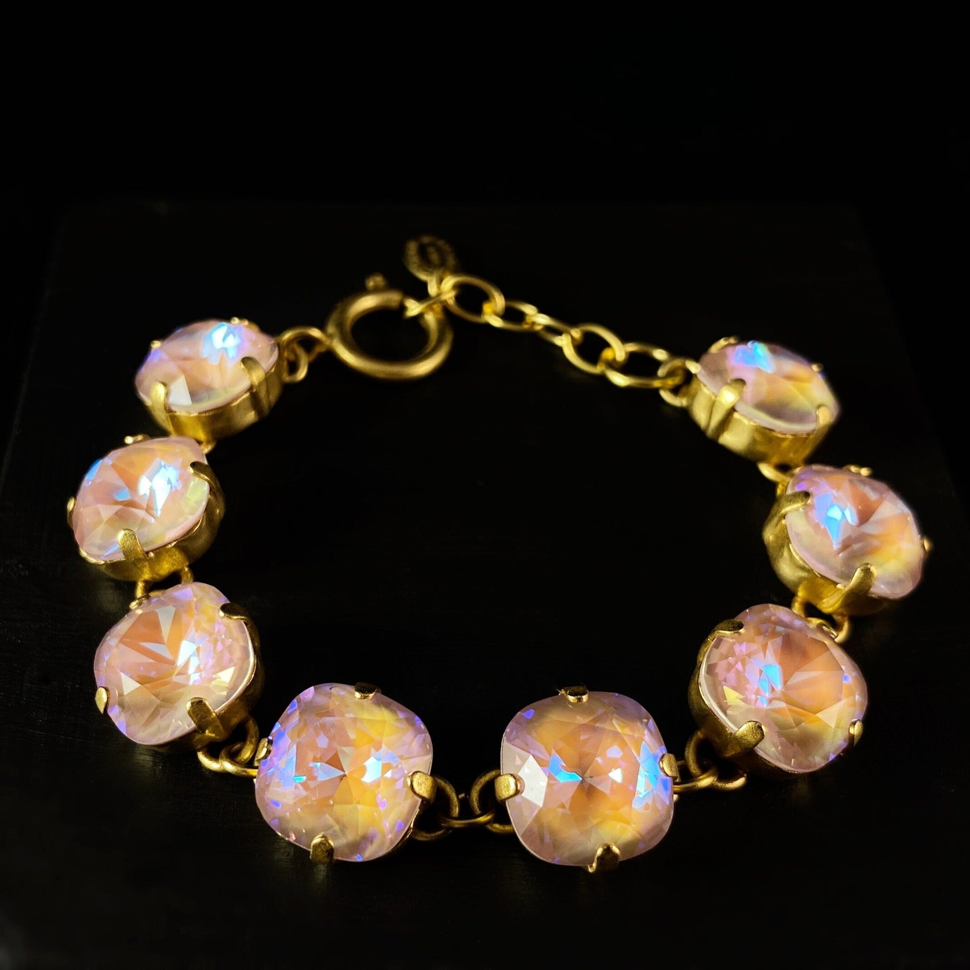 Cushion Cut Swarovski Crystal Bracelet, Pink Sunrise - La Vie Parisienne by Catherine Popesco