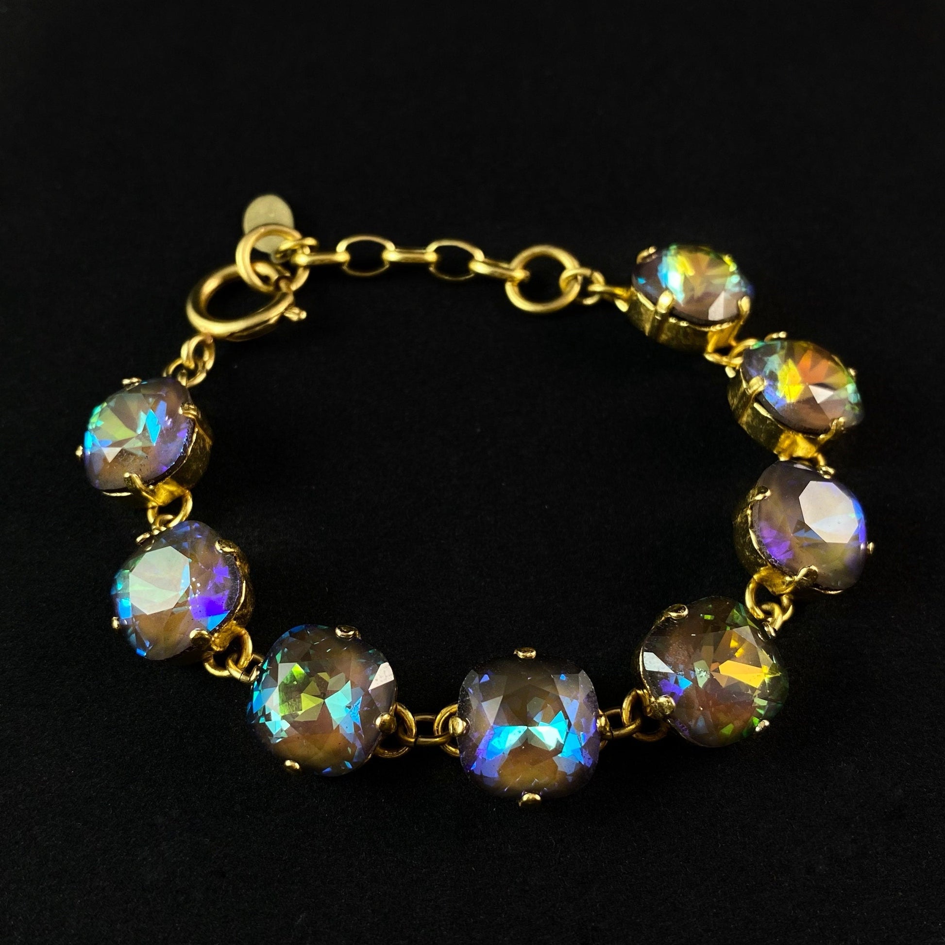 Cushion Cut Swarovski Crystal Bracelet, Purple/Yellow - La Vie Parisienne by Catherine Popesco