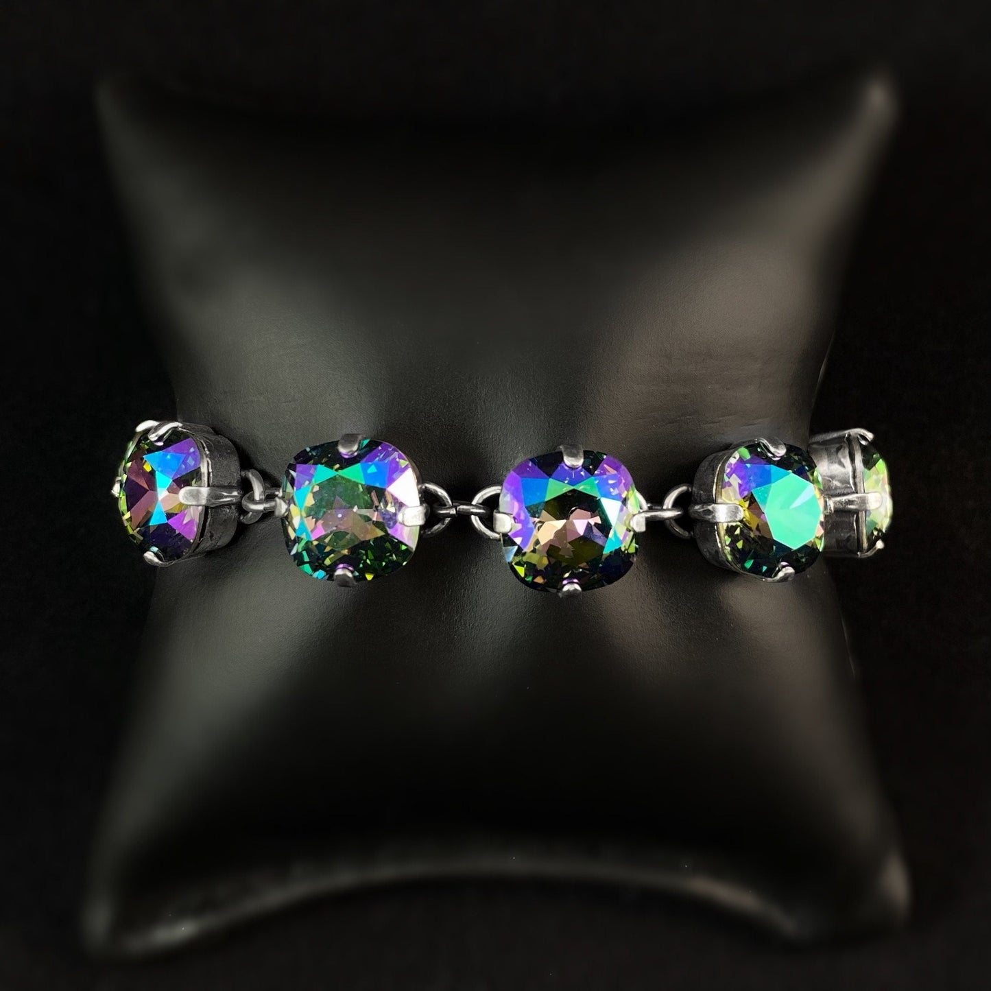 Cushion Cut Swarovski Crystal Bracelet, Purple/Green - La Vie Parisienne by Catherine Popesco
