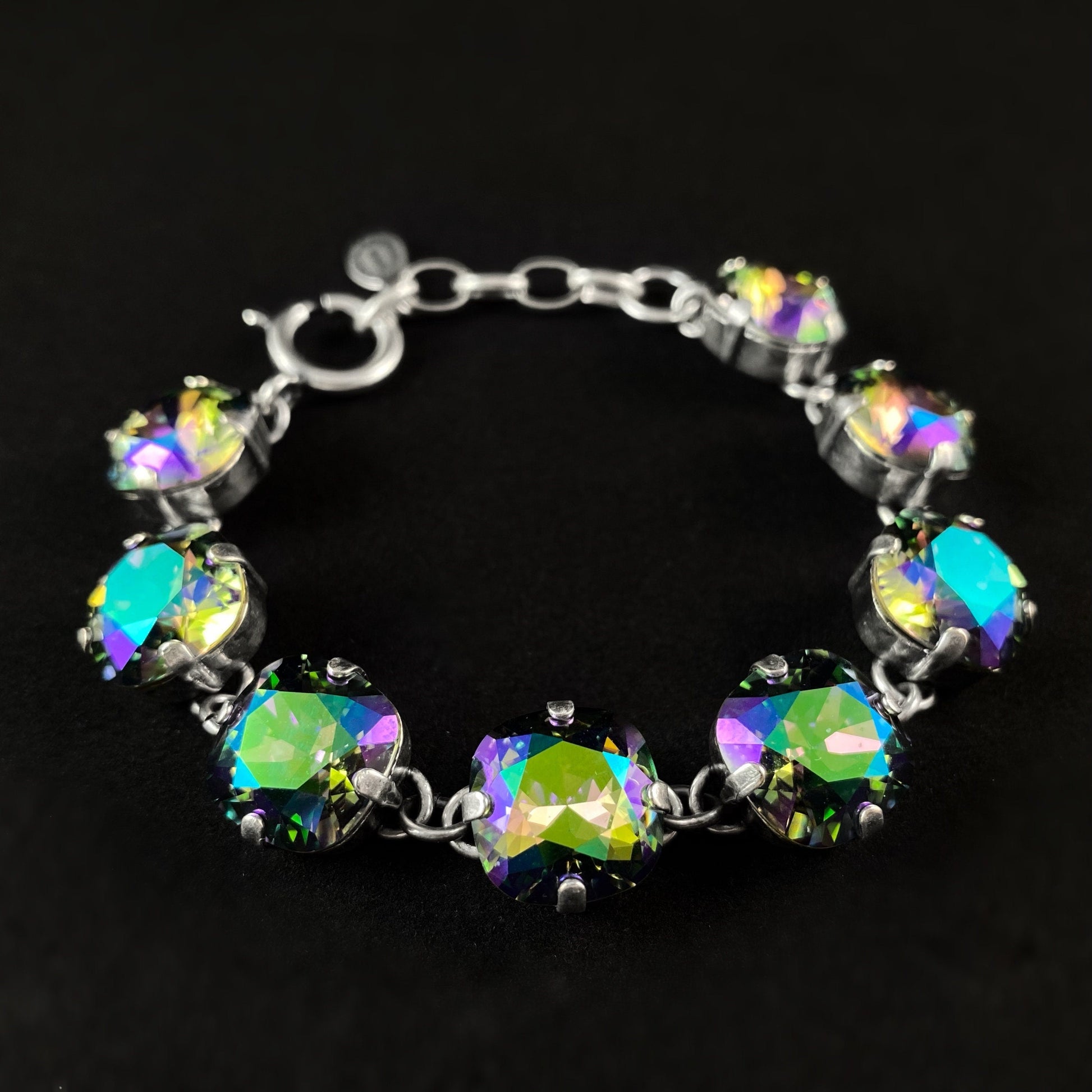 Cushion Cut Swarovski Crystal Bracelet, Purple/Green - La Vie Parisienne by Catherine Popesco
