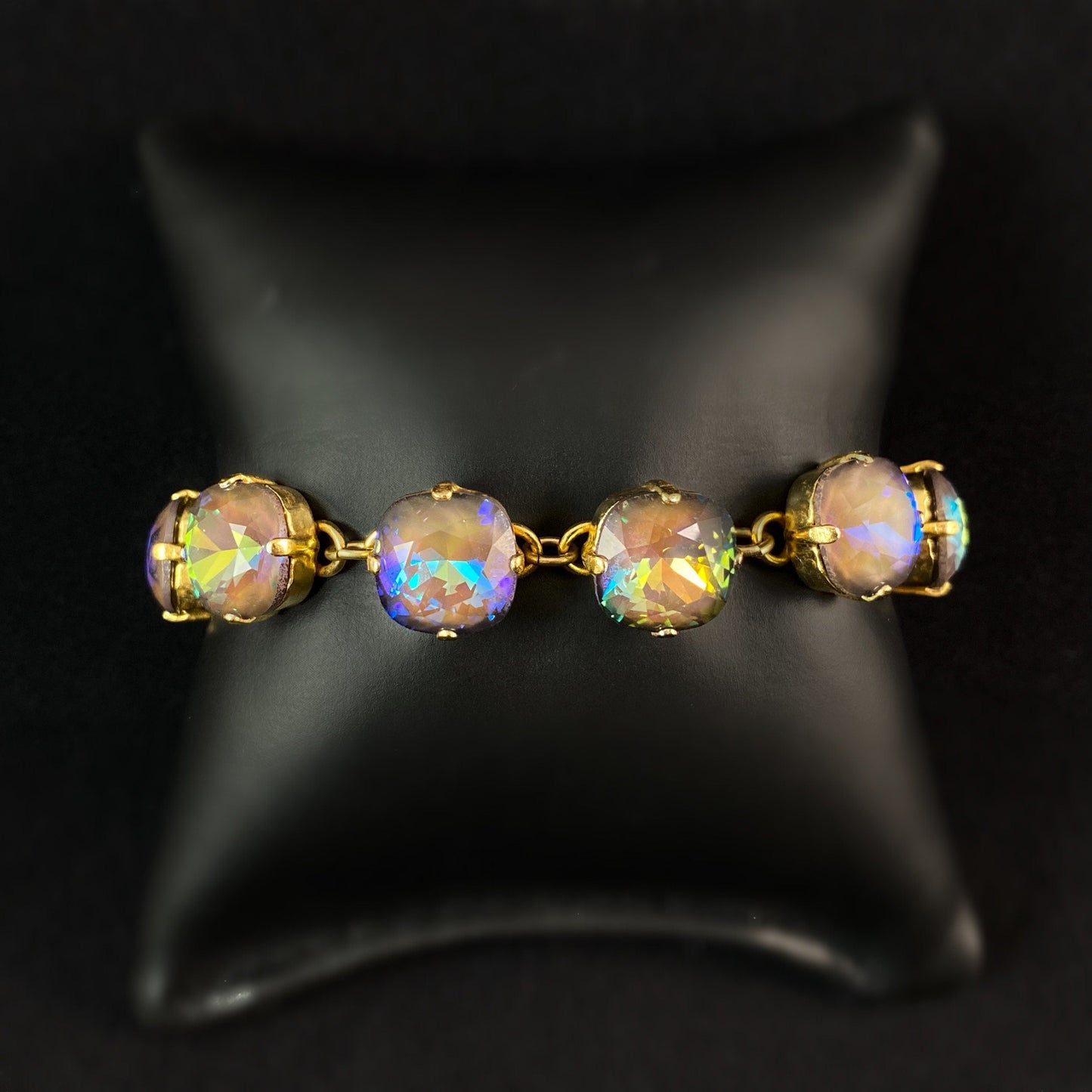 Cushion Cut Swarovski Crystal Bracelet, Purple/Yellow - La Vie Parisienne by Catherine Popesco