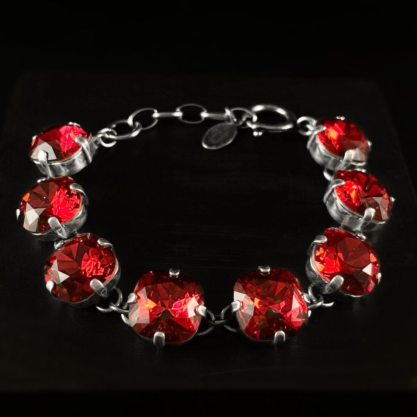 Cushion Cut Swarovski Crystal Bracelet, Scarlet Red - La Vie Parisienne by Catherine Popesco