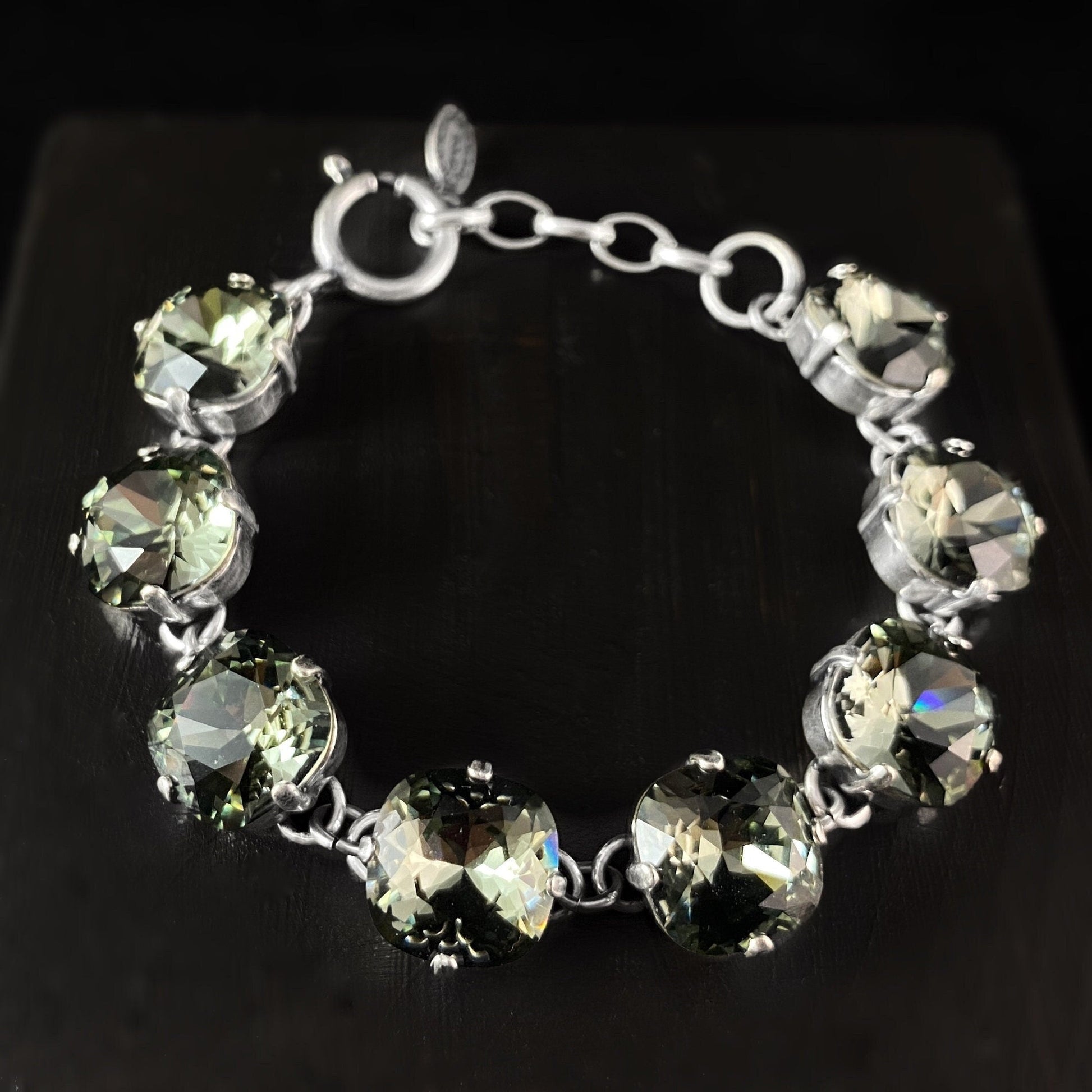 Cushion Cut Swarovski Crystal Bracelet, Smoky Gray - La Vie Parisienne by Catherine Popesco