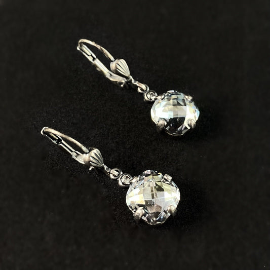 Cushion Cut Swarovski Crystal Drop Earrings, Gray - La Vie Parisienne by Catherine Popesco