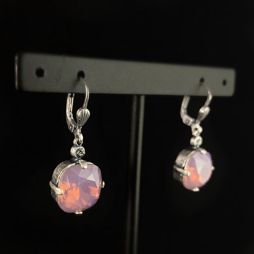 Cushion Cut Swarovski Crystal Drop Earrings, Milky Purple - La Vie Parisienne by Catherine Popesco