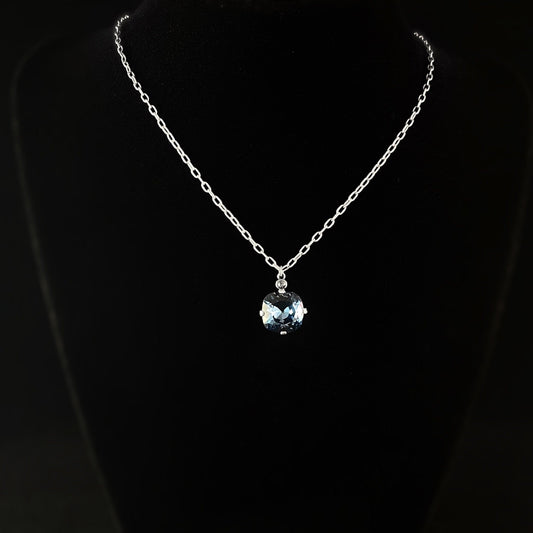 Cushion Cut Swarovski Crystal Pendant Necklace, Blue - La Vie Parisienne by Catherine Popesco