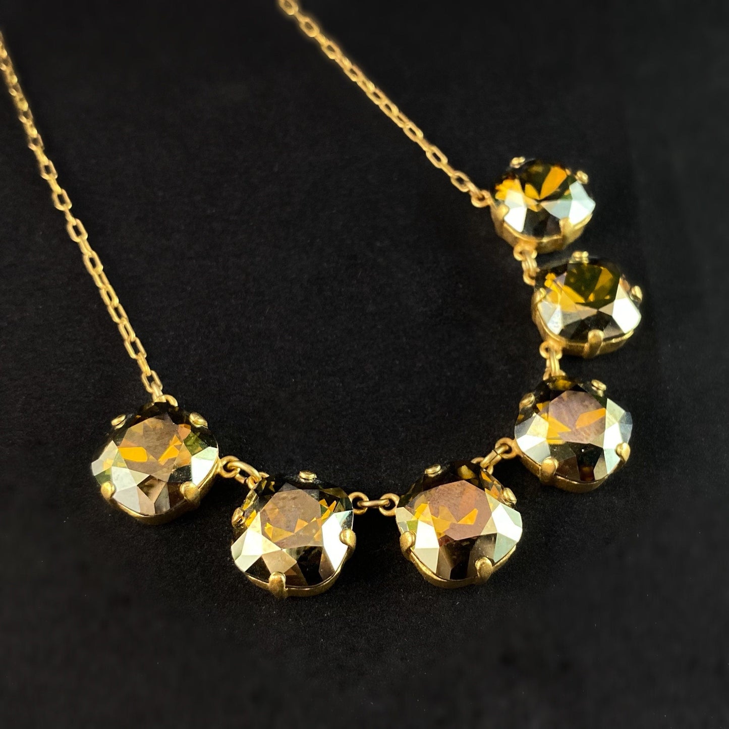 Cushion Cut Swarovski Crystal Pendant Necklace, Champagne - La Vie Parisienne by Catherine Popesco