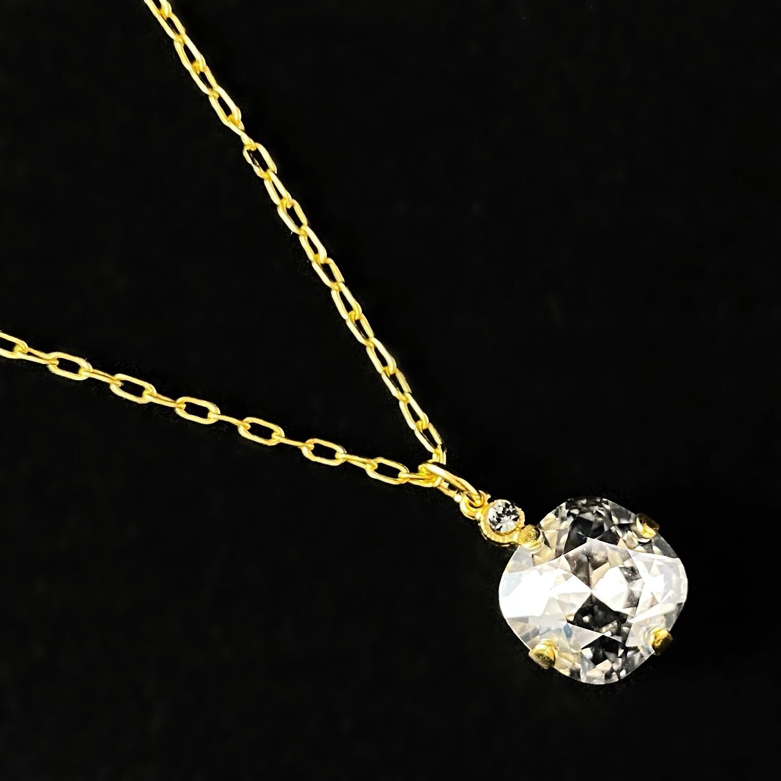 Cushion Cut Swarovski Crystal Pendant Necklace, Clear - La Vie Parisienne by Catherine Popesco