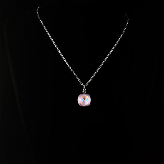 Cushion Cut Swarovski Crystal Pendant Necklace, Cotton Candy Pink - La Vie Parisienne by Catherine Popesco