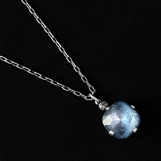 Cushion Cut Swarovski Crystal Pendant Necklace, Dusty Blue - La Vie Parisienne by Catherine Popesco