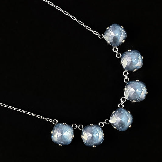 Cushion Cut Swarovski Crystal Pendant Necklace, Dusty Blue - La Vie Parisienne by Catherine Popesco