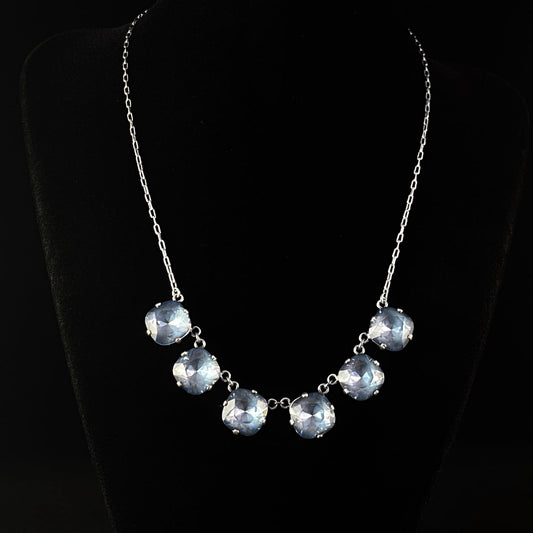 Cushion Cut Swarovski Crystal Pendant Necklace, Dusty Blue - La Vie Parisienne by Catherine Popesco