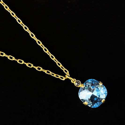 Cushion Cut Swarovski Crystal Pendant Necklace, Light Blue - La Vie Parisienne by Catherine Popesco