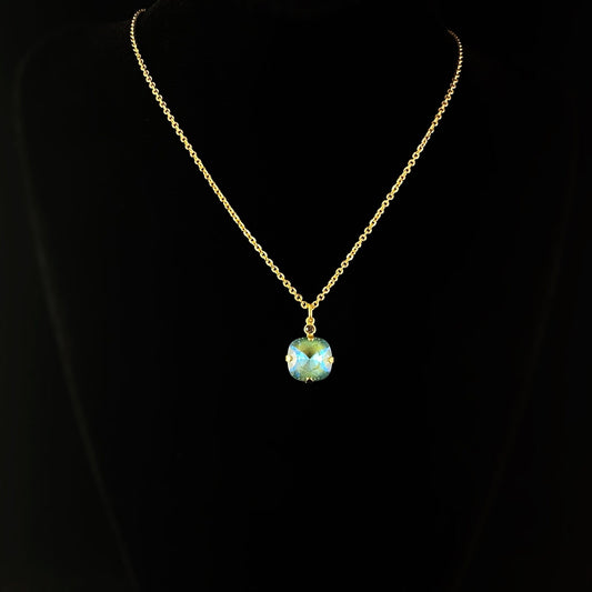 Cushion Cut Swarovski Crystal Pendant Necklace, Seafoam - La Vie Parisienne by Catherine Popesco