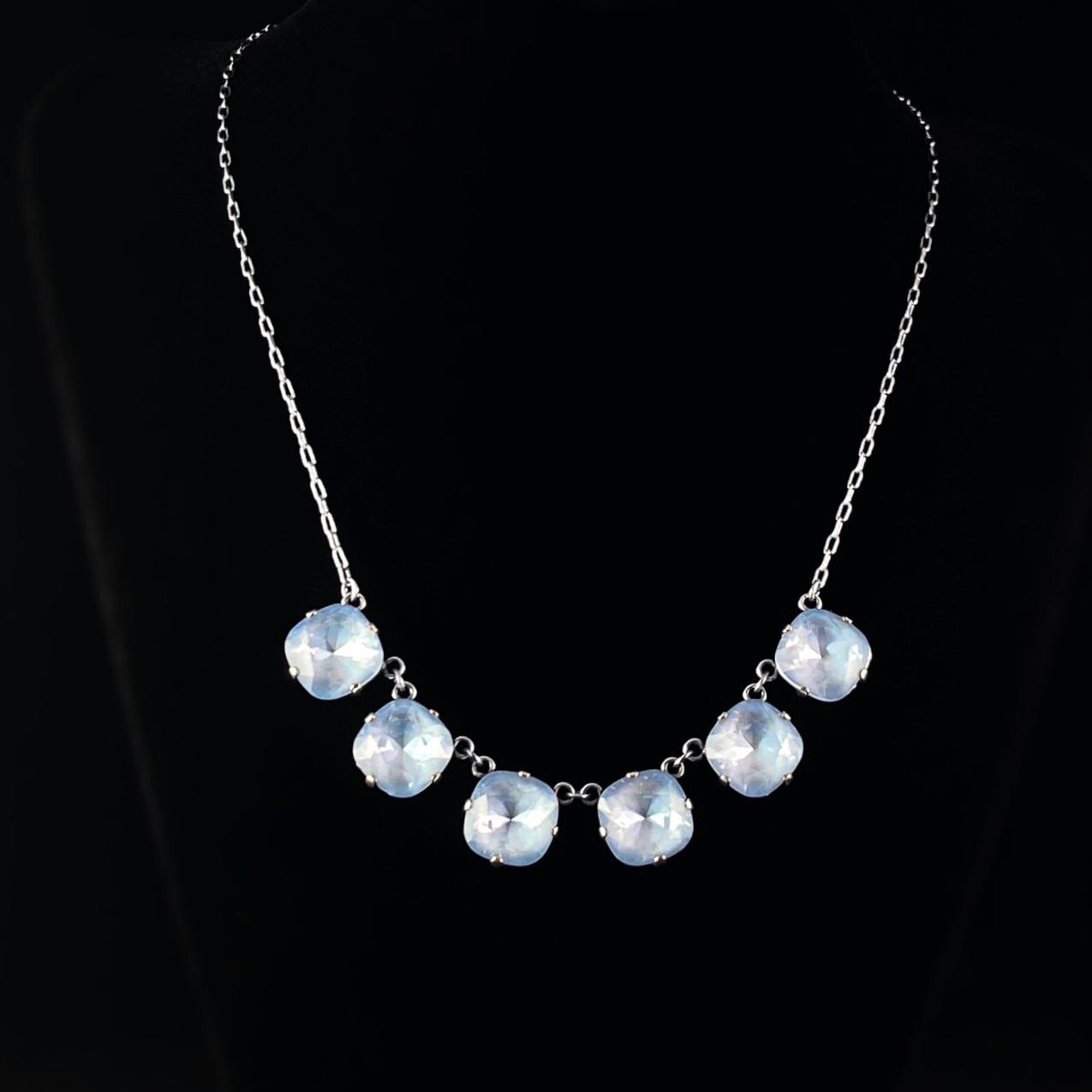 Cushion Cut Swarovski Crystal Pendant Necklace, Sky Blue - La Vie Parisienne by Catherine Popesco