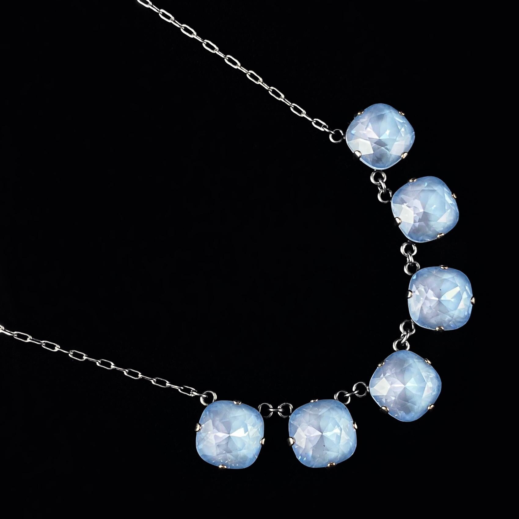 Cushion Cut Swarovski Crystal Pendant Necklace, Sky Blue - La Vie Parisienne by Catherine Popesco