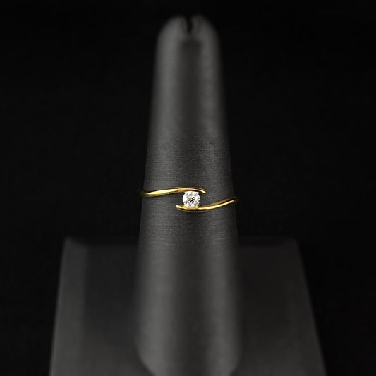 Dainty Gold Bypass Ring with Moissanite - Size 7, Genevive