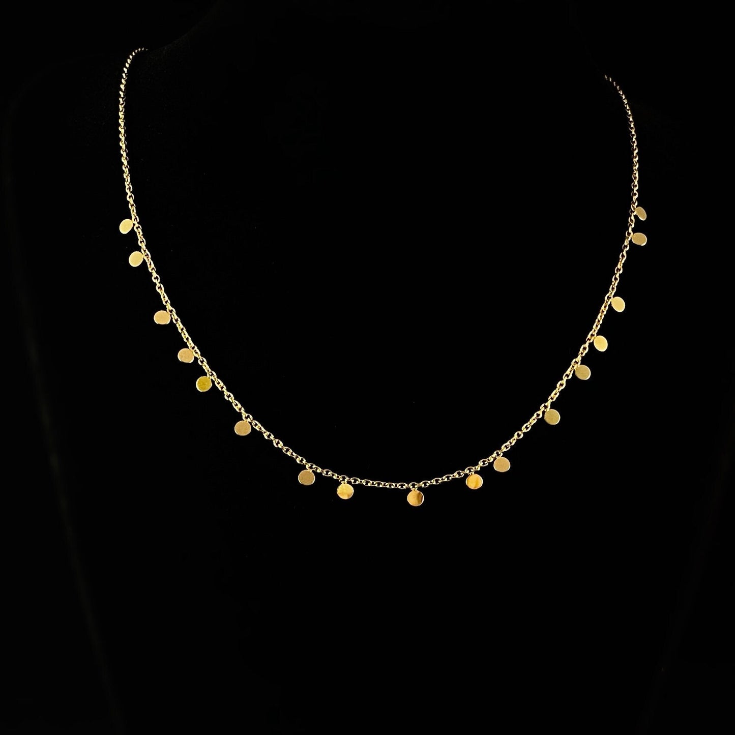Dainty Gold Chain Necklace with Small Circle Pendants - Sabrina