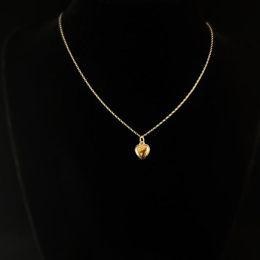 Dainty Gold Heart Charm Necklace - Heart of Gold, 1920s