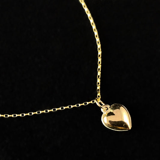 Dainty Gold Heart Charm Necklace - Heart of Gold, 1920s