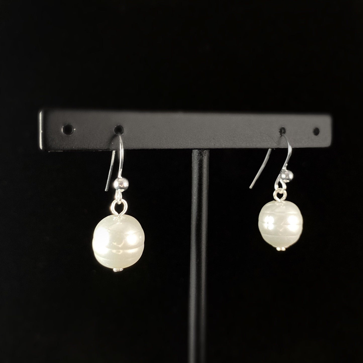 Dainty Minimalist White Pearl Earrings - Handmade Nickel Free Ulla Jewelry