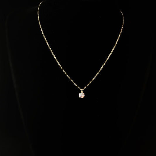 Dainty Pink Opal Gold Chain Necklace - Athena