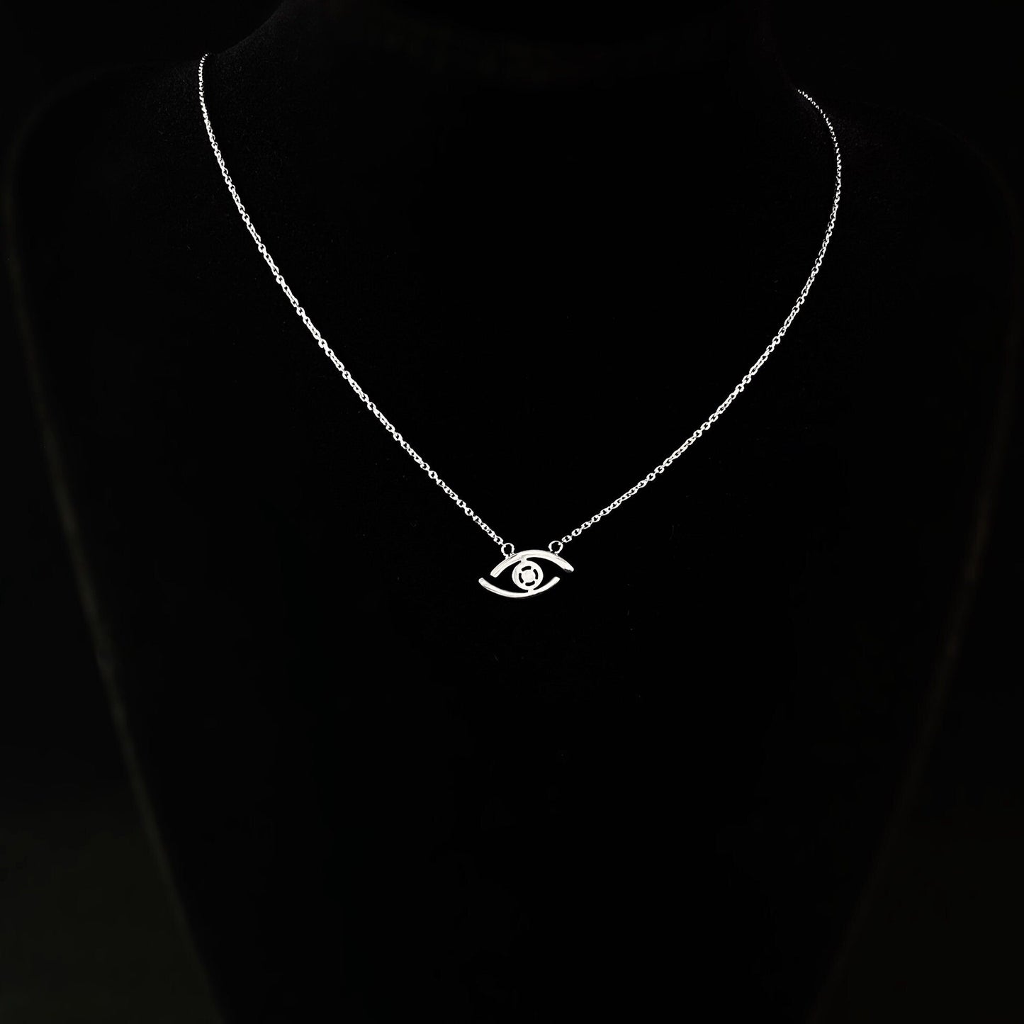 Dainty Silver All Seeing Eye Pendant Necklace - Sabrina