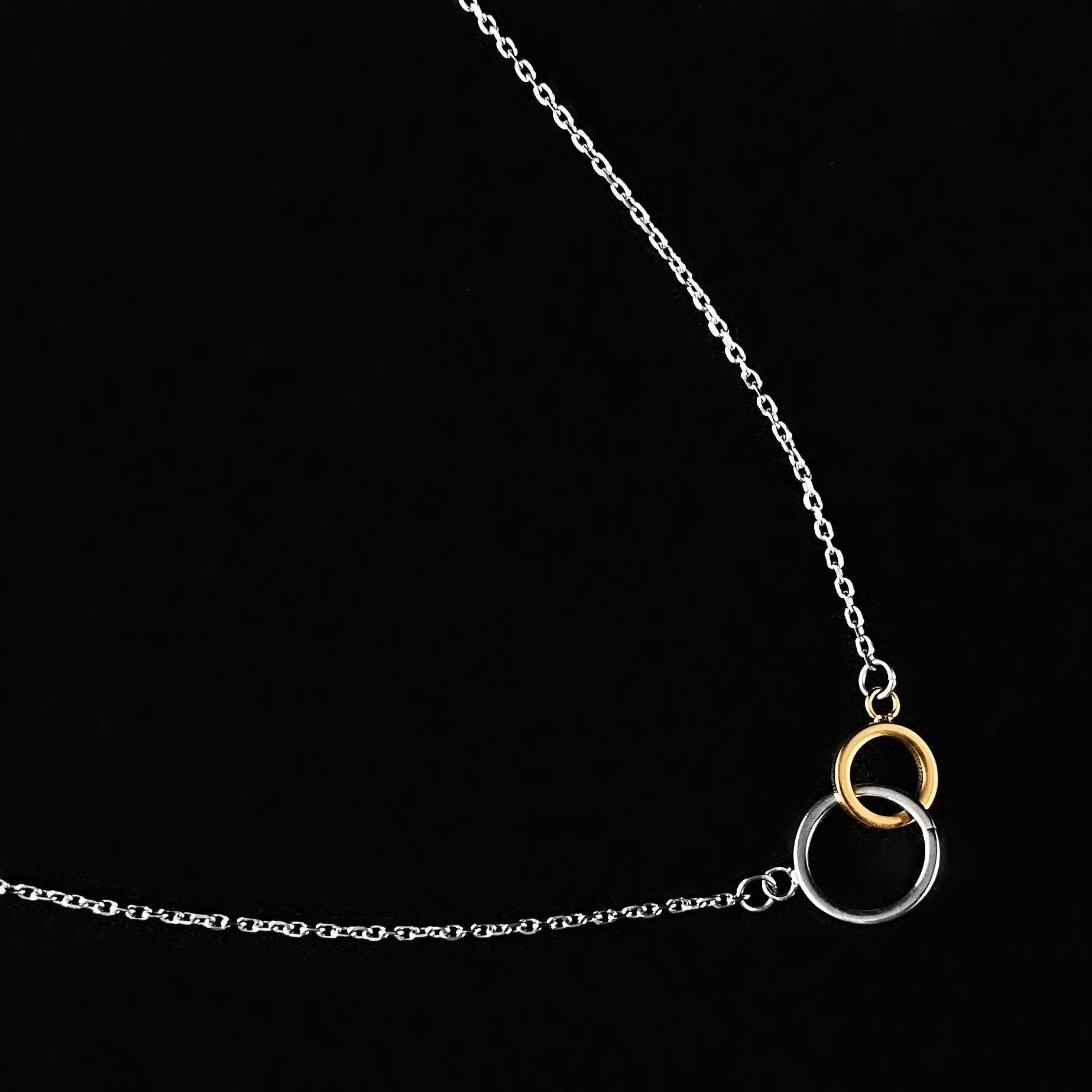 Dainty Silver and Gold Double Circle Pendant Necklace - Sabrina