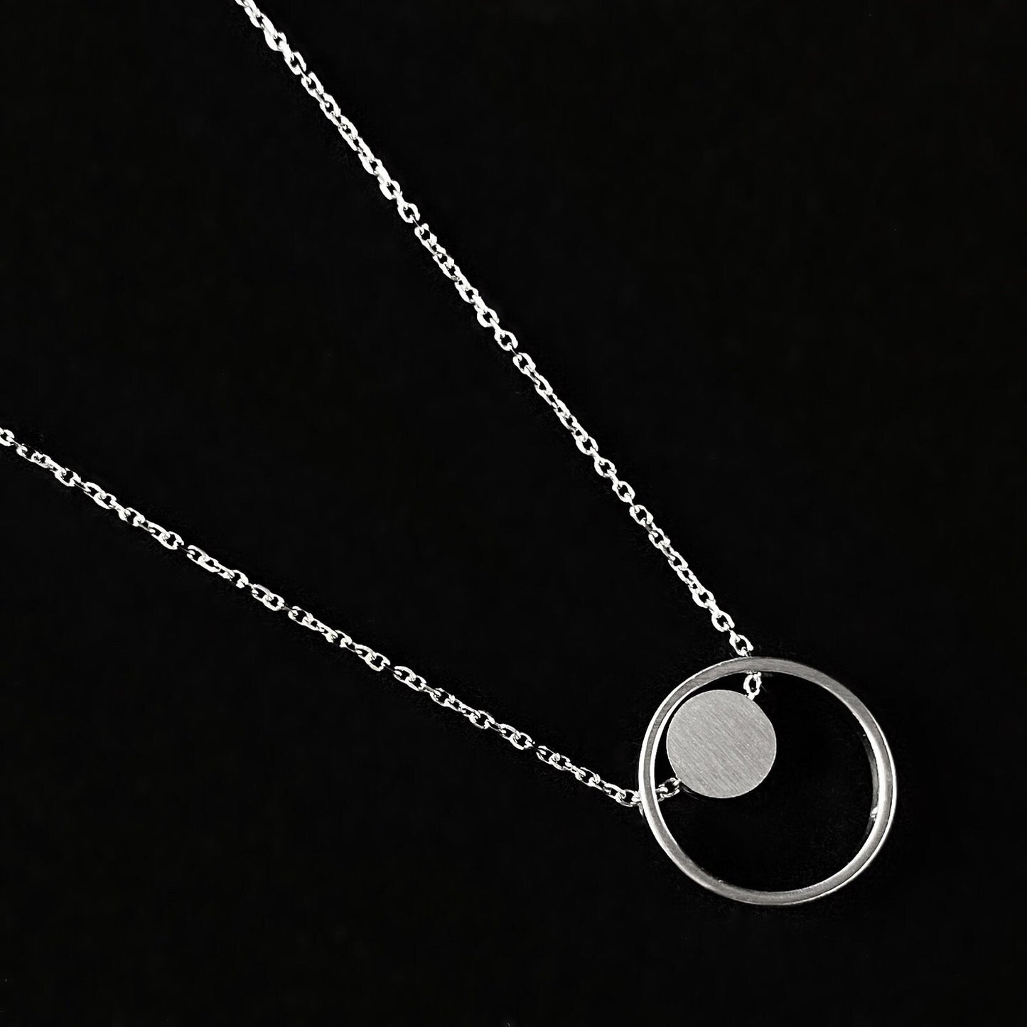 Dainty Silver Moonglow Pendant Necklace - Sabrina