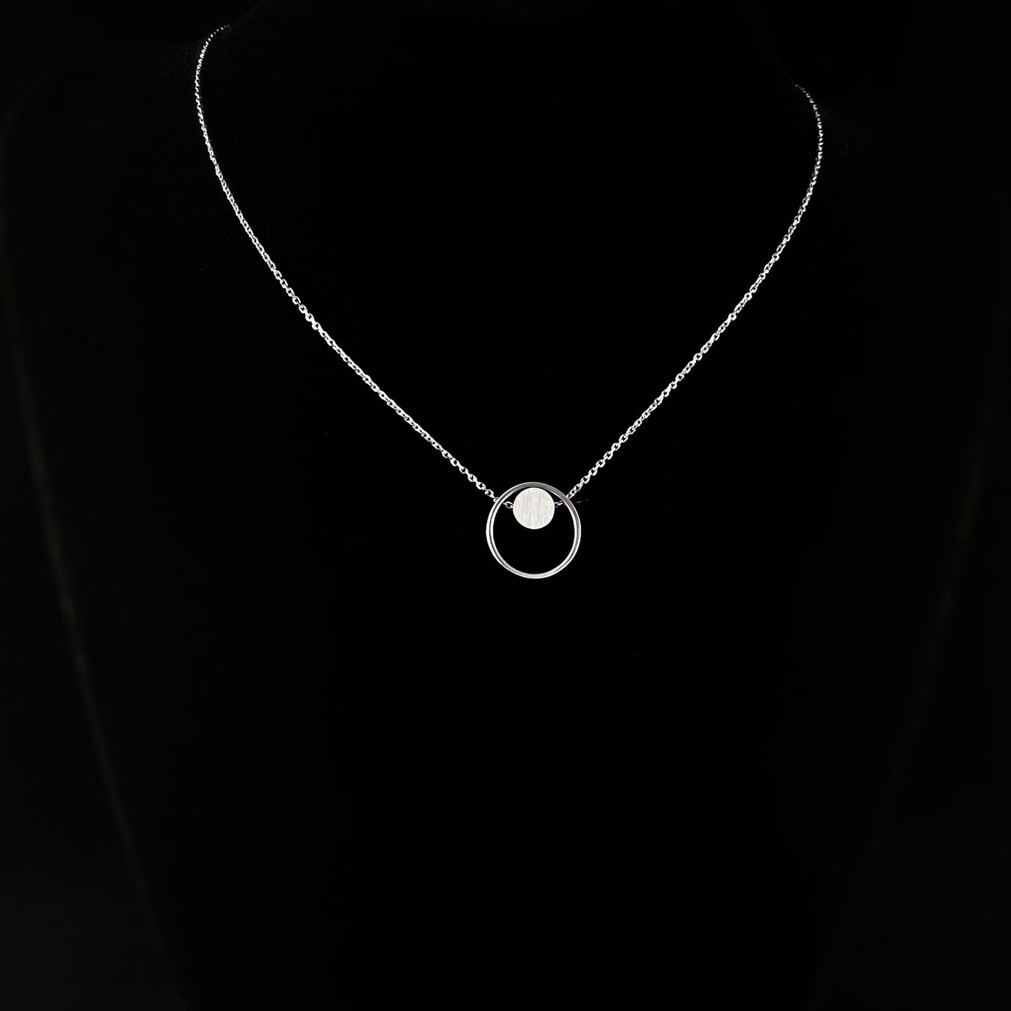 Dainty Silver Moonglow Pendant Necklace - Sabrina