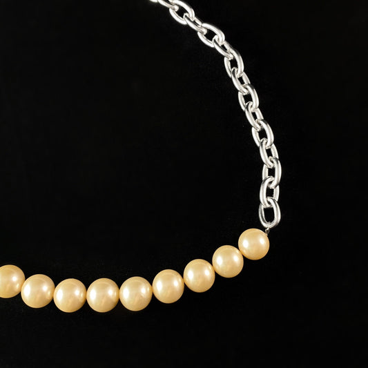 Dainty Silver Statement Necklace with Cream-colored Pearl - Handmade Nickel Free Ulla Jewelry