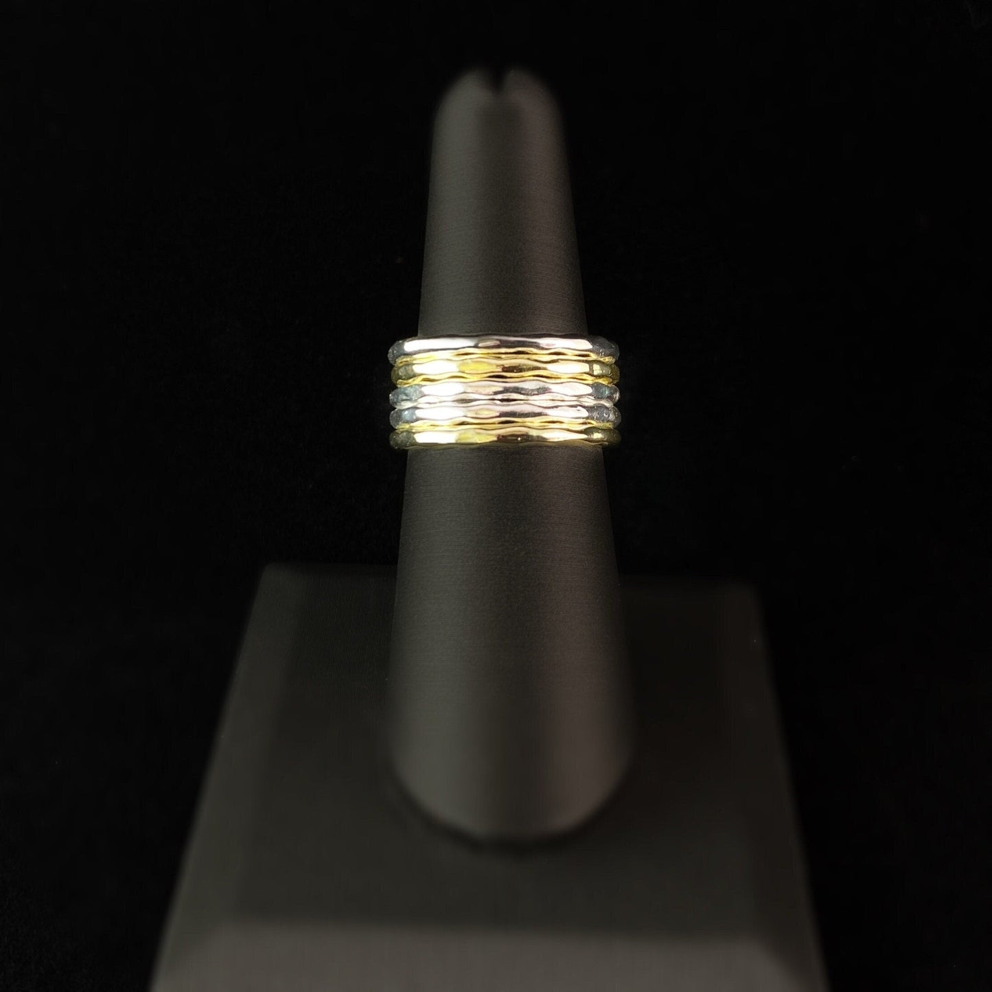 Dainty Stackable Two-Toned Rings Size 7 - Five Stackable 14 Carat Gold & Sterling Silver Plated Rings