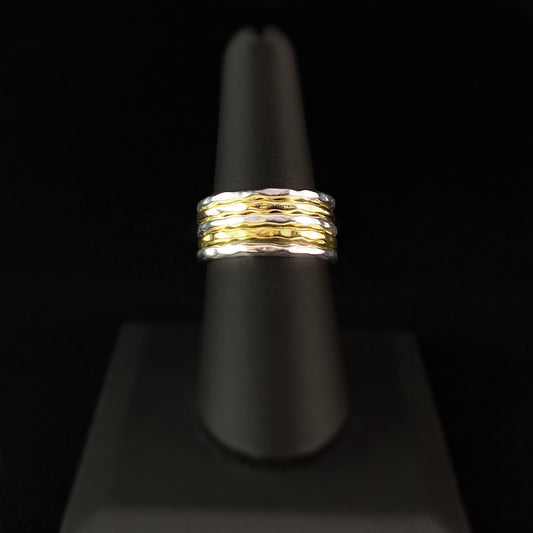 Dainty Stackable Two-Toned Rings Size 8 - Five Stackable 14 Carat Gold & Sterling Silver Plated Rings