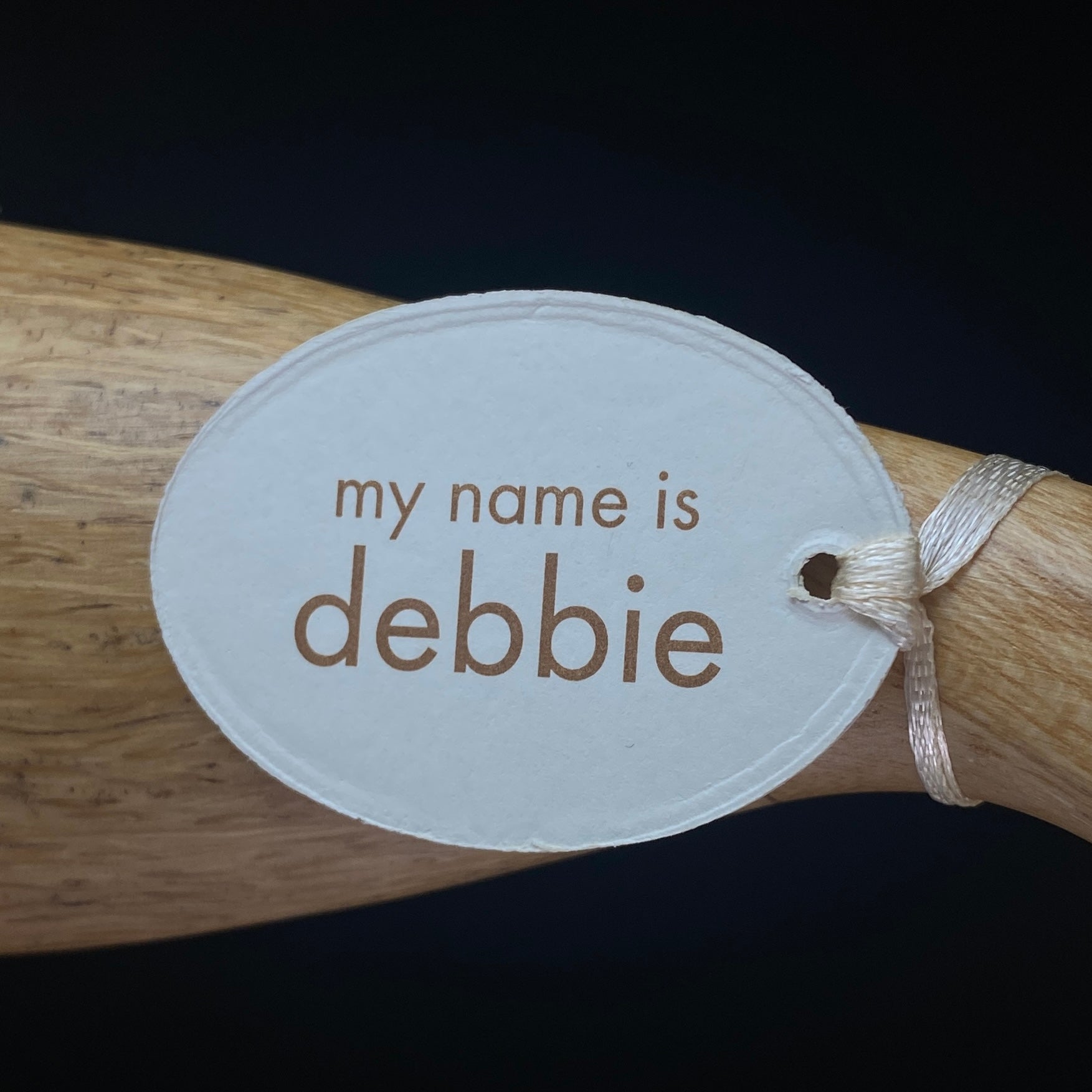 Debbie Hand Lettered Debbie - Hand-carved and Hand-painted Bamboo Duck - Northern Lights Gallery