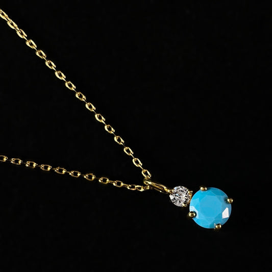 December Birthstone Necklace Turquoise - Classic Gold